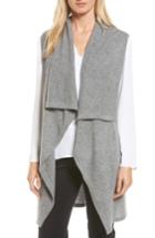 Women's Halogen Waterfall Drape Front Cashmere Vest, Size - Grey