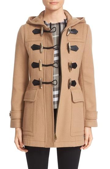 Women's Burberry 'blackwell' Wool Duffle Coat - Brown