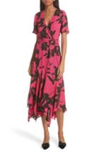 Women's A.l.c. Cora Print Silk Midi Wrap Dress - Pink