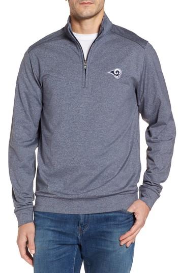 Men's Cutter & Buck Rams Shoreline Quarter Zip Pullover, Size - Blue