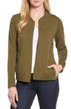 Women's Eileen Fisher Organic Cotton Jersey Bomber Jacket, Size - Black