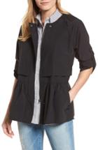 Women's Caslon Peplum Cotton Blend Utility Jacket - Black
