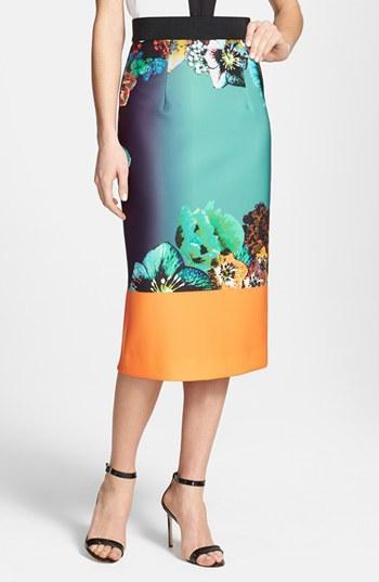 Milly Print Pencil Skirt Multi