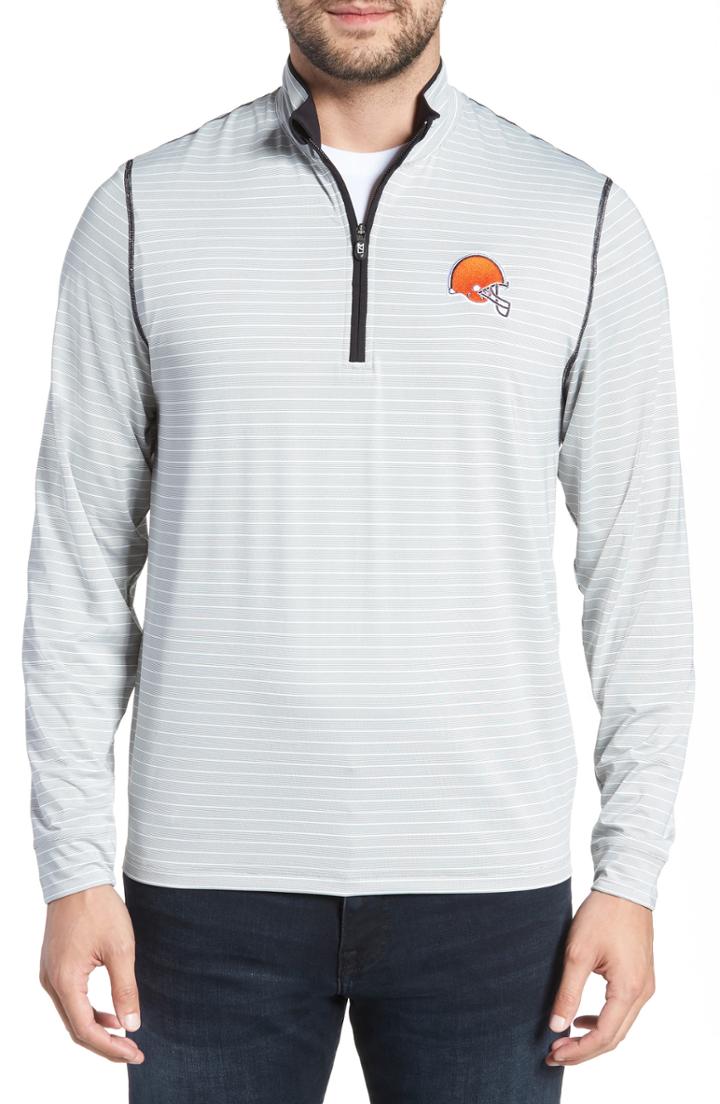 Men's Cutter & Buck Meridian - Cleveland Browns Regular Fit Half Zip Pullover, Size - Black
