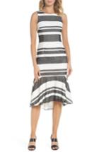 Women's Adrianna Papell Sleeveless Stripe Trumpet Sheath Dress - Black