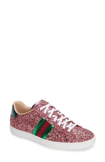 Women's Gucci New Ace Glitter Sneaker .5us / 37.5eu - Pink
