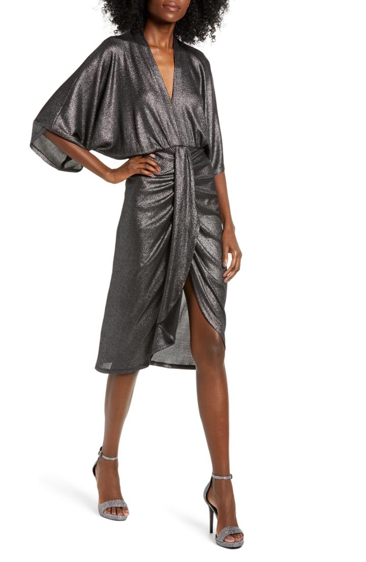 Women's All In Favor Sparkle Kimono Sleeve Dress - Black