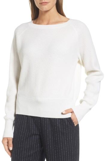 Women's Nordstrom Signature Diagonal Ribbed Cashmere Sweater - Ivory