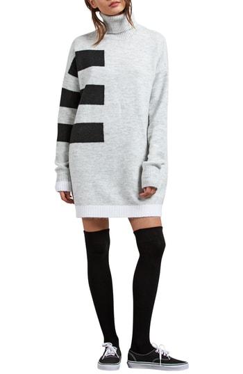 Women's Volcom Cold Stripe Turtleneck Sweater Dress - Grey