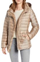 Women's Cole Haan Signature Quilted Down Jacket With Faux Fur Trim - Beige
