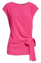 Petite Women's Vince Camuto Side Tie Mixed Media Top P - Pink