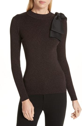 Women's Ted Baker London Lizziia Bow Trim Shimmer Sweater