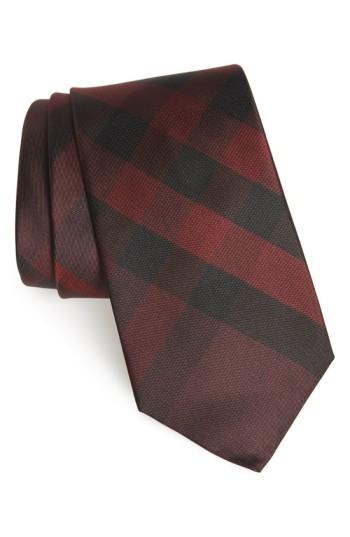Men's Burberry London 'clinton' Check Silk Tie, Size - Red