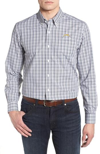 Men's Cutter & Buck Los Angeles Chargers - Gilman Regular Fit Plaid Sport Shirt - Blue