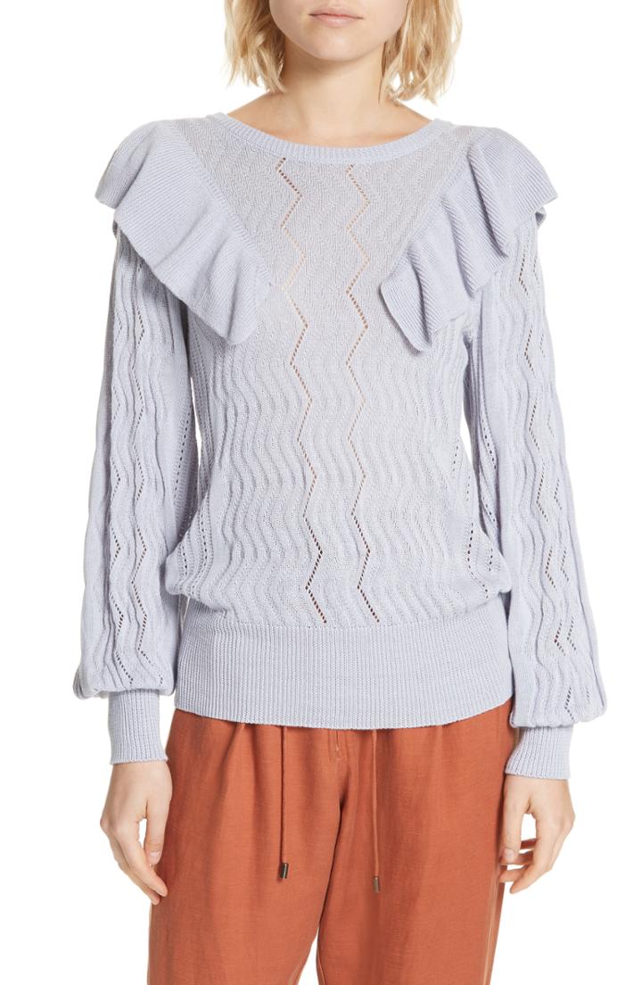 Women's Apiece Apart Malaga Ruffle Sweater - Blue