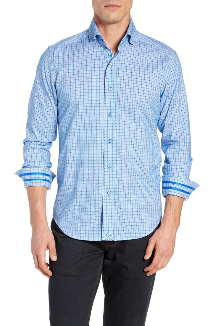 Men's Robert Graham Sansom Tailored Fit Sport Shirt - Blue