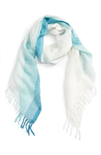 Women's Caslon Ombre Stripe Linen Blend Scarf, Size - Blue/green