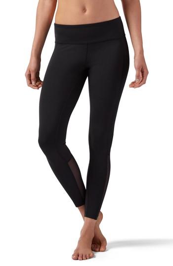 Women's Reebok Mesh Panel Leggings - Black