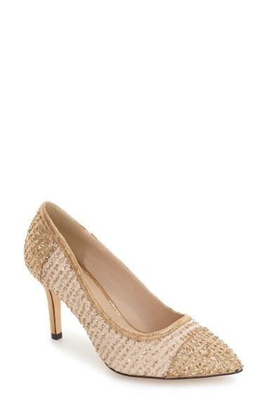 Women's Menbur Tambre Embellished Pointy Toe Pump Eu - Beige