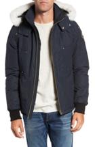 Men's Moose Knuckles Down Coat With Genuine Fox Fur Trim - Blue