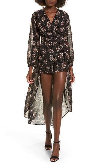 Women's Dee Elly Floral Print Maxi Romper - Black