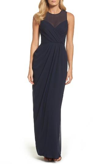 Women's Vera Wang Illusion Yoke Chiffon Gown