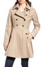 Women's Via Spiga Double Breasted Fit & Flare Trench Coat - Beige