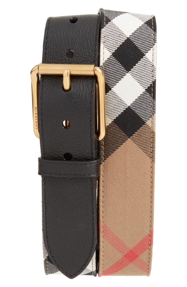 Men's Burberry Mark House Check Belt 5 Eu - Black