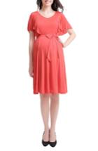 Women's Kimi & Kai Rhea Tie Maternity/nursing Skater Dress - Coral