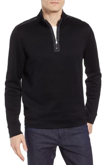 Men's Boss Sidney Regular Fit Quarter Zip Pullover - Black