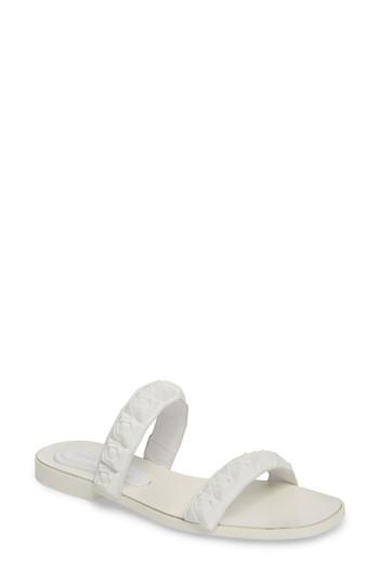 Women's Stuart Weitzman Rosita Dual Strap Slide Sandal M - White
