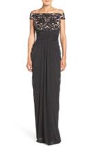 Women's Adrianna Papell Sequin Lace & Tulle Gown - Black