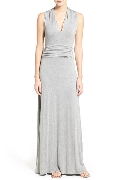 Petite Women's Vince Camuto V-neck Maxi Dress, Size P - Grey