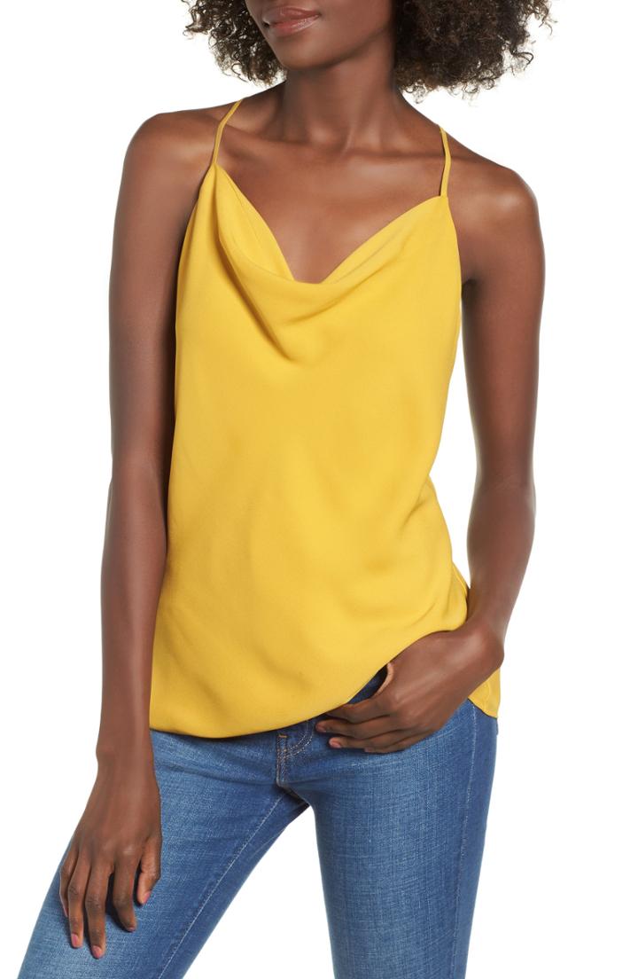 Women's Socialite Cowl Neck Tank - Yellow