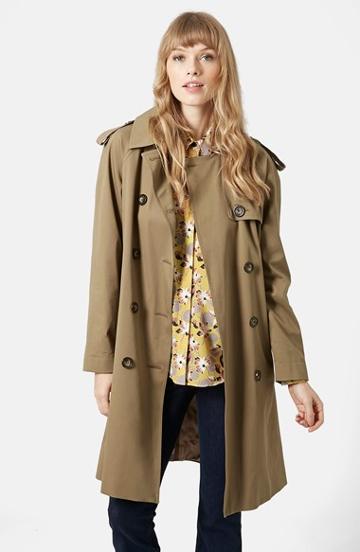 Women's Topshop 'scout' Double Breasted Trench Coat (brit Pop-in)