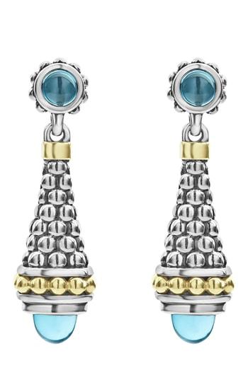 Women's Lagos Signature Caviar Stone Cap Drop Earrings