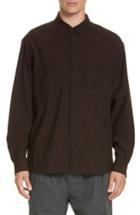 Men's Lemaire Seersucker Wool Sport Shirt Eu - Brown