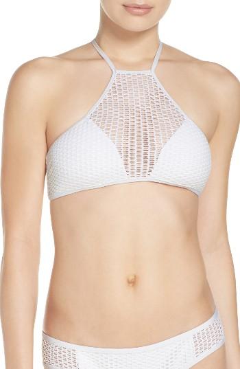 Women's Red Carter High Neck Bikini Top - White