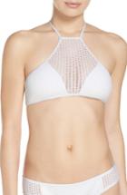 Women's Red Carter High Neck Bikini Top - White