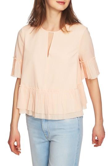 Women's 1.state Keyhole Peplum Blouse - Coral