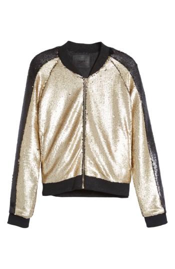 Women's Blanknyc Sequin Bomber Jacket - Metallic