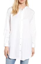 Women's Eileen Fisher Stretch Organic Cotton Tunic Shirt, Size - White