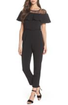 Women's Adrianna Papell Illusion Neck Jumpsuit - Black