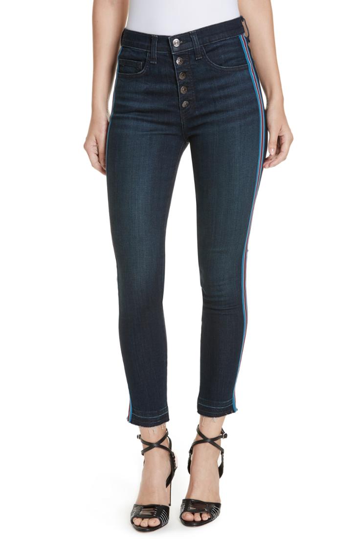 Women's Veronica Beard Debbie Side Stripe Skinny Jeans