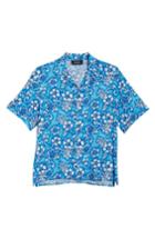 Men's Dsquared2 Floral Print Camp Shirt Eu - Blue