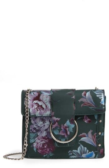 Leith Metal Ring Faux Leather Crossbody Bag - Green