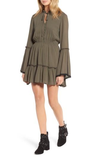 Women's Lost + Wander Olivia Bell Sleeve Dress - Green