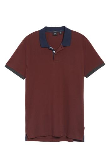 Men's Boss Contrast Trim Polo - Red