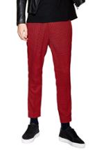 Men's Topman Cropped Skinny Fit Houndstooth Trousers X 32 - Red