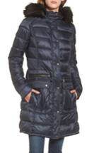 Women's Barbour Dunnet Water Resistant Hooded Quilted Coat With Faux Fur Trim Us / 8 Uk - Blue